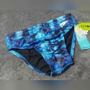 Speedo Endurance Good Vibes Men's/ Boys Blue Washed Tie Dye Swim Briefs Size 28